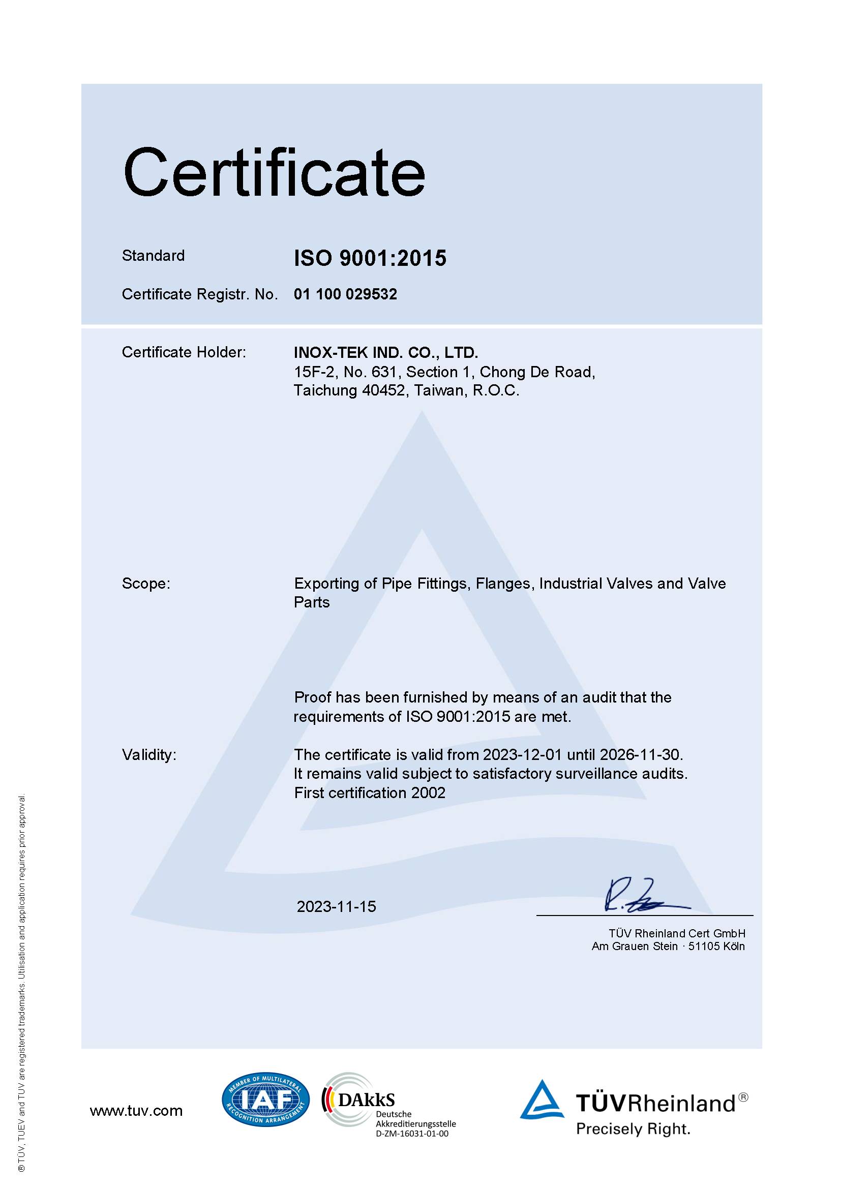 INOX-TEK_ISO Cert. 01 100 029532 2
